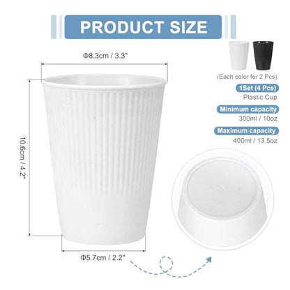 uxcell 4 Pcs Simple Toothbrush Cup, 3.3 x 3.3 x 4.2 Dishwasher Safe Bathroom Tumbler Reusable Plastic Cup Set for Storing Toothpaste Combs, Black/White - color: Black/White