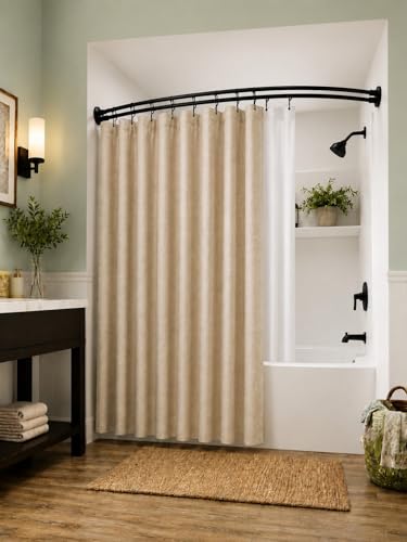 Utopia Alley Signature Aluminum Series Double Curved Shower Curtain Rod, Adjustable 45-72 Inch, Rustproof Aluminum, Dual Rod, Separates Curtain & Liner, Adds 8 Inches More Space, Oil Rubbed Bronze - color: Oil Rubbed Bronze