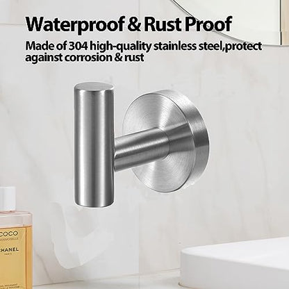 Kruodop Towel Hooks for Bathroom,2 Packs Wall Mount Towel Holder, Matte Wall Robe Hook,Stainless Steel Heavy Duty Door Hanger Towel Hook for Kitchen, Bedroom,Hotel,Pool,Coats, Silver - color: 2pcs silver