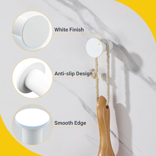 SAYAYO White Towel Hooks for Bathrooms, Heavy Duty Wall Hooks for Hanging | Modern Coat Hook, SUS 304 Stainless Steel Robe Hook, 4 PCS - color: White