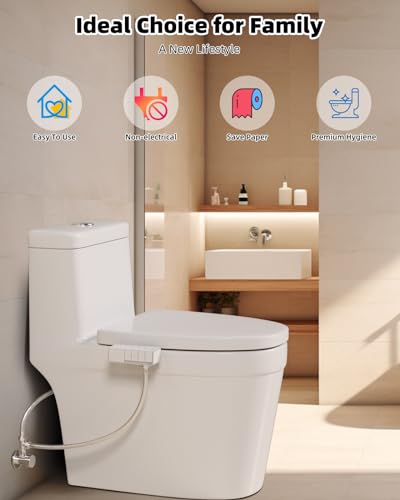 Hibbent 2 Pack Bidet Attachment for Toilet, Non-Electric Dual Nozzle for Frontal & Rear Wash, Adjustable Water Pressure Control, Fresh Water Bidet Toilet Seat, Self Cleaning Water Sprayer, Chrome - color: Silver
