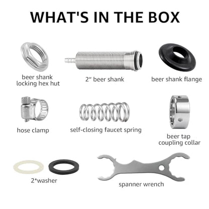 MRbrew 4-1/8" Beer Faucet Shank, Stainless Steel Beer Tap Shank 1/4'' Barb | Fits Refrigerator/Freezer Walls Cabinet Kegerator Beer Towers Jockey Box Panels Homebrew & Bar Draft Beer Dispenser - size: 4-1/8" Shank
