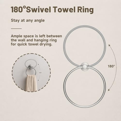 Toilet Paper Holder and Hand Towel Ring Bathroom Set | Brushed Nickel,Stainless Steel,Wall Mount,Bathroom Accessories,Hand Towel Ring and Toilet Paper Holder Set,Easy to install - color: Brushed Nickel