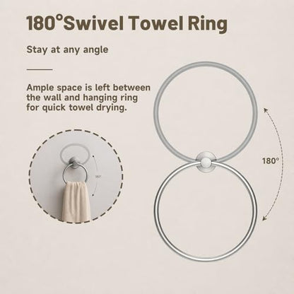 Toilet Paper Holder and Hand Towel Ring Bathroom Set | Brushed Nickel,Stainless Steel,Wall Mount,Bathroom Accessories,Hand Towel Ring and Toilet Paper Holder Set,Easy to install - color: Brushed Nickel