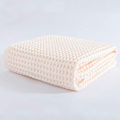 Cotton Material Waffle Bath Towel Soft Absorbent Towel for Bathroom Hotel Household Quick Drying(Light Pink 34 x 74cm) - size: Light Pink 34 x 74cm