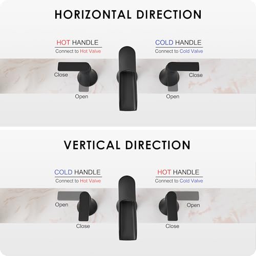 Matte Black Widespread Bathroom Sink Faucet 3 Hole, 8 Inch Waterfall Faucet for Bathroom Sink with Pop-Up Drain and cUPC Supply Lines, 2 Handles for Vanity Lavatory Restroom, Brass Material - color: Matte Black - Elegant