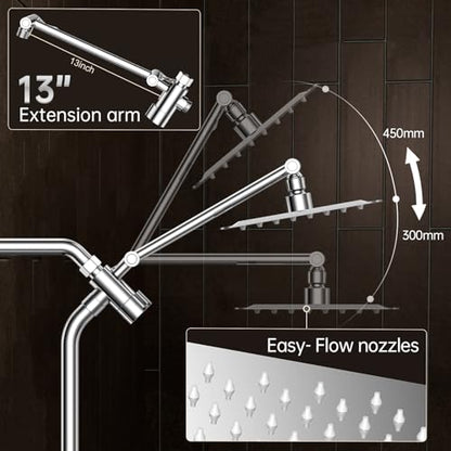 Veken All Metal 8" Luxurious Rain Shower Head with Handheld,High Pressure | Dual Shower Heads Spray,Power Wash Wand,Detachable Showerhead Combo,Small Square Adjustable Rainfall ,Spa-like,Chrome,Silver - color: Chrome, size: 8 Inch