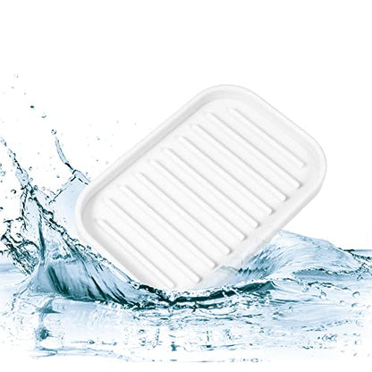 VOCOSTE Silicone Soap Dish, White, 13.5x9cm | Soap Cleaning Storage, Keep Soap Dry, For Home Bathroom Kitchen - color: White