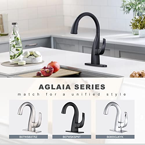 WOWOW Rv Kitchen Sink Faucet with Sprayer - Matte Black Kitchen Water Faucets with Pull Down Sprayer Laundry Sink Faucet, Single Handle Elegant Gooseneck Pull Out Black Faucets Black for Rv Farmhouse - color: Matte Black Faucet Kitchen, style: Kitchen Fau
