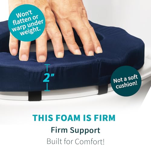 Raised Toilet Seat Cushion – High-Density Foam Booster Pad for Elderly, Seniors, Disabled – Toilet Riser for Standard & Elongated Toilets – Commode Seat Cushion Non-Slip & Easy to Clean (2 inches) - size: 2 inches