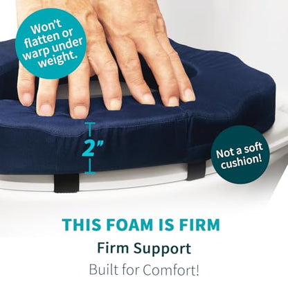 Raised Toilet Seat Cushion – High-Density Foam Booster Pad for Elderly, Seniors, Disabled – Toilet Riser for Standard & Elongated Toilets – Commode Seat Cushion Non-Slip & Easy to Clean (2 inches) - size: 2 inches