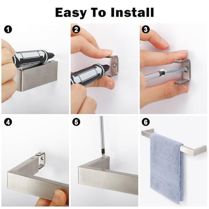 Livabber Square Bath Towel Bar, 304 Stainless Steel Towel Rack, Heavy Duty Towel Holder Wall Mounted for Bathroom Accessories, Kitchen, Brushed Nickel (12 Inch) - size: 12 Inch