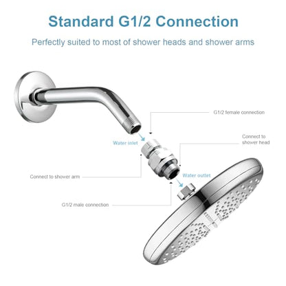 OFFO Shower Head Swivel Ball Adapter, All Metal Adjustable Shower Arm Extension Connector Universal Showering Component Solid Brass, Chrome - color: Chrome