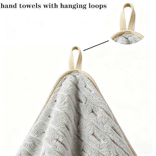 3 Pack Microfiber Hand Towels for Bathroom with Hanging Loops Quick Dry Small Towel Set for Bathroom Kitchen 14 x29.6inch (Gray) - color: Gray