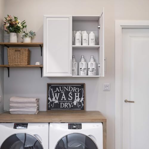 Laundry Room Cabinet 30’’x12’’x32’’, Kitchen Cabinet Wall Cabinets with Adjustable Shelves, Wall Cabinet Storage, Utility Cabinets for Laundry Room, White Wall Cabinet with Shaker Door, White - size: 30'' W