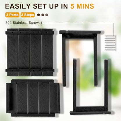 NALONE Shower Bench, HDPE Shower Stool for Shaving Legs with Handle (Black) | Indoor and Outdoor Use, All Weather and Long Last, Perfect for Inside Shower - size: Black