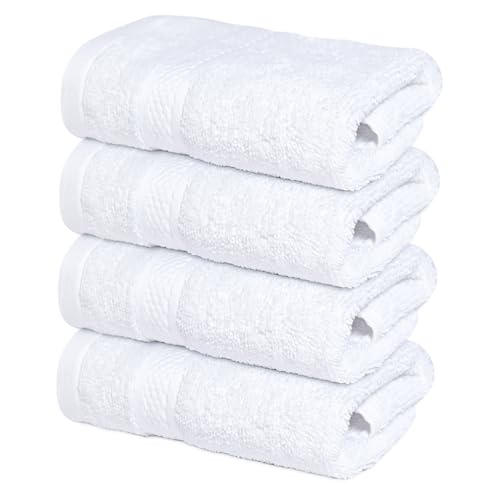 Infinitee Xclusives 100% Cotton Luxury Wash Cloths for Showering - 4 Pack | Washcloths [13x13] - Soft and Absorbent Face Towels for Bathroom Wash Clothes - Gym, Spa & Hotel Use - color: Brilliant White, size: Washcloths - 4 Pack