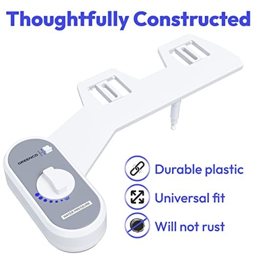 Greenco Toilet Bidet Attachment - Universal Fit, Easy Installation, Adjustable Brackets and Water Pressure, Durable Non-Electric Fresh Water Spray Bidet for Toilet Seat (17 x 3.4 x 9.5 inches)