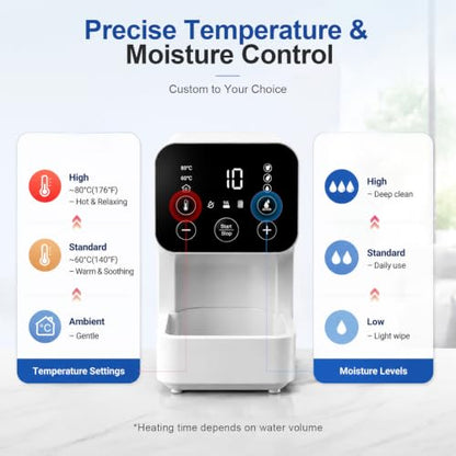 Hot Towel Dispenser for Face, IMENE 3 Temp & 3 Moisture Hot Towel Warmer & Hot Face Towel Dispenser, Large Towel Heater Machine, Keep Warm, 50 Compressed Towels for Home, Bathroom, Spa, Barber, Salon