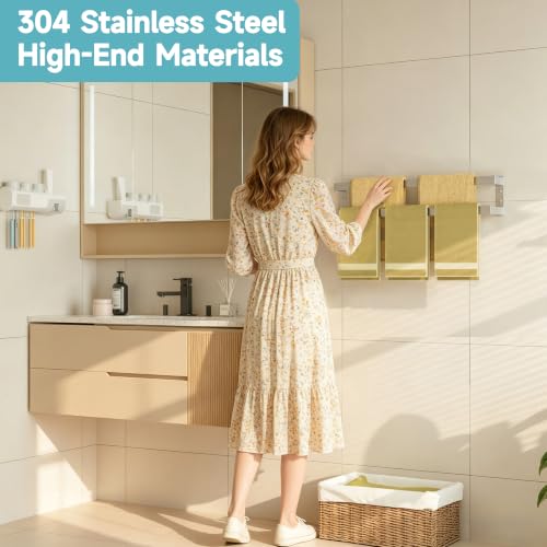 Alise Double Towel Bar, 28" Double Towel Racks for Bathroom, Brushed Nickel | Bathroom Towel Rack Wall Mounted, 3.54" Wide Faster Drying, Ladder Design, SUS304 Stainless Steel - color: Brushed Nickel, size: 28-inch