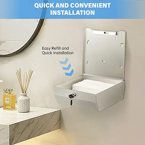 Gorlary Commercial Paper Towel Dispenser Wall Mount, Silver, Lockable | C-Fold Multifold Trifold Hand Paper Towel Dispenser, Brushed Stainless Steel Tissue Holder for Bathroom, Office - color: Medium-silver