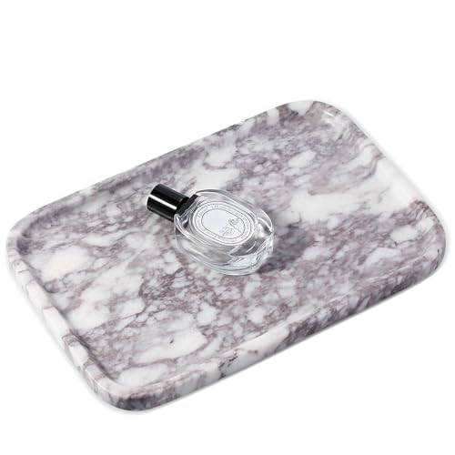 Karibiber Luxury Marble Vanity Tray, Bathroom Tray Countertop, Calacatta Marble/Stone, Home Decorative Dresser Organizer, Storage for Kitchen Sink, Perfume Jewelry Holder(Purple&White) - color: Purple&white