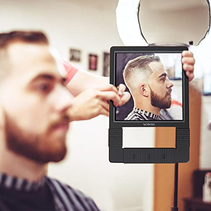 TASALON Unbreakable Handheld Mirror with Silicone Handle, Black | Shatterproof handheld mirror, suitable for barber styling, makeup, shower and salon daily use - color: Black