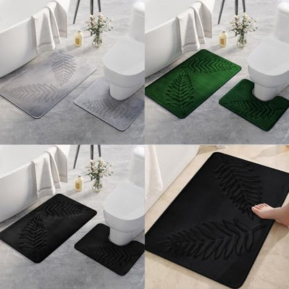 Memory Foam Bath Rugs Leaf Bath Mat Non-Slip Strong Water Absorbent Plush Microfiber Bath Mat Rug Super Water Absorbent Machine Washable Bath Rugs for Bathroom, Tub (20 * 31 inch) - size: 20*31 in