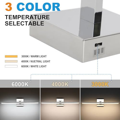 LED Bathroom Vanity Light, Modern Bathroom Light Fixture Over Mirror (3000K/4000K/6000K, Dimmable), Vanity Light Bar with Angle Adjustable, 32 Inch, Chrome - color: Chrome, size: 32 inch