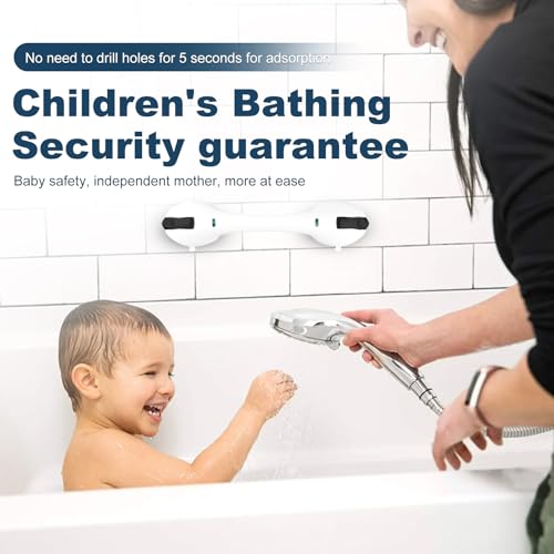 Shower Grab Bar 2 PCS Suction Grab Bars for Bathtubs and Showers, Shower Handle Removable Shower Handrails for Kids, Bathroom Safety Grip Waterproof(White) - color: White-