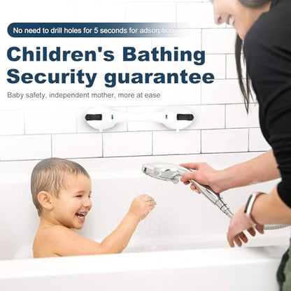 Shower Grab Bar 2 PCS Suction Grab Bars for Bathtubs and Showers, Shower Handle Removable Shower Handrails for Kids, Bathroom Safety Grip Waterproof(White) - color: White-