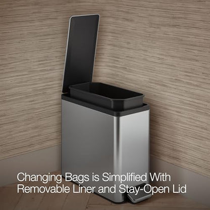 Kohler K-20957-ST 2.5 Gallon Slim Step Trash Can, Stainless Steel - color: Stainless Steel, size: 2.5 Gallon - Step Can