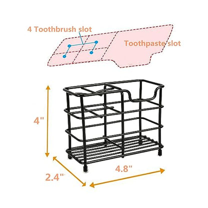 Toothbrush Holder for Bathrooms,Black | Stainless Steel 5 Slot - size: Small