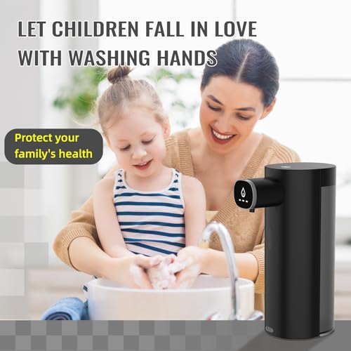 Automatic Liquid Soap Dispenser Touchless, USB Rechargeable Smart Hand Soap Dispenser, 13.5oz/400ml, 3-Level Adjustable, Compatible with Thick Thin Dish Soap for Bathroom Kitchen, Clog-Free (Black) - color: Black