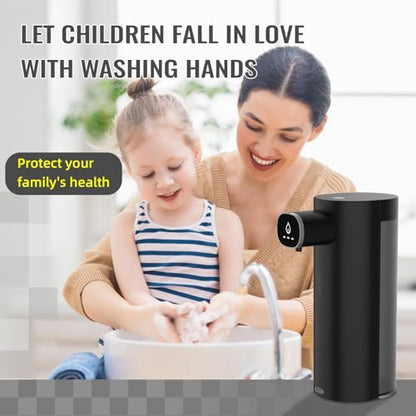 Automatic Liquid Soap Dispenser Touchless, USB Rechargeable Smart Hand Soap Dispenser, 13.5oz/400ml, 3-Level Adjustable, Compatible with Thick Thin Dish Soap for Bathroom Kitchen, Clog-Free (Black) - color: Black