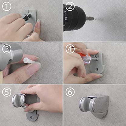 Handheld Shower Head Bracket ABS Plastic Wall Mount Screw Shower Wand Holder Adjustable for Hand Shower Chrome, ST01 - style: Chrome