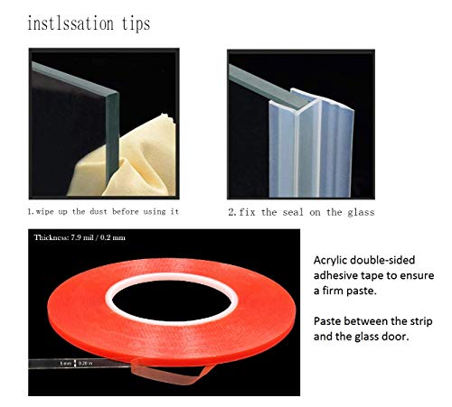 Shower Glass Door Seal Strip, 120 Inch Silicone Soft Shower Door Sweep to Stop Leaks, Frameless Seal Strip