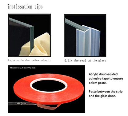 Shower Glass Door Seal Strip, 120 Inch Silicone Soft Shower Door Sweep to Stop Leaks, Frameless Seal Strip