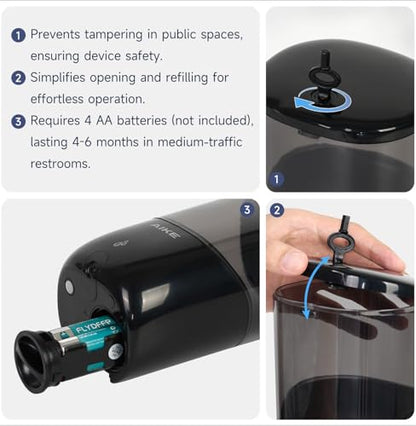 AIKE Liquid Automatic Soap Dispenser,Power by 4*AA Batteries for Bathroom | 5-level adjustable for Home and Small Business(Batteries Not Included),No-Drill and Screw Wall Mount for Space-Saving,AK1216 - color: Black