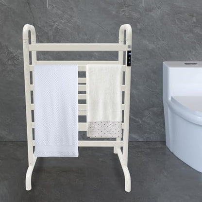 Heated Towel Rack,Freestanding Space Aluminum Towel Warmer Rack for Bathroom Dual-Row Electric Towel Warmer Rack with Intelligent Touch Screen Timer