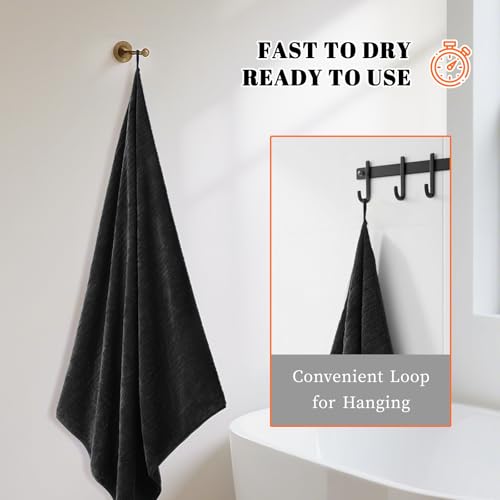 Bath Towels Set of 4 Extra Large 35 x 70 Inches,Luxury Thick High Absorbent and Quick Dry Bath Sheet,Ultra Soft Microfiber,Bathroom,Beach,Yoga,Sport,SPA,Fitness (Black) - color: Black, style: 4 Piece Bath Towels