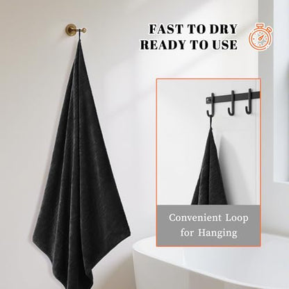 Bath Towels Set of 4 Extra Large 35 x 70 Inches,Luxury Thick High Absorbent and Quick Dry Bath Sheet,Ultra Soft Microfiber,Bathroom,Beach,Yoga,Sport,SPA,Fitness (Black) - color: Black, style: 4 Piece Bath Towels
