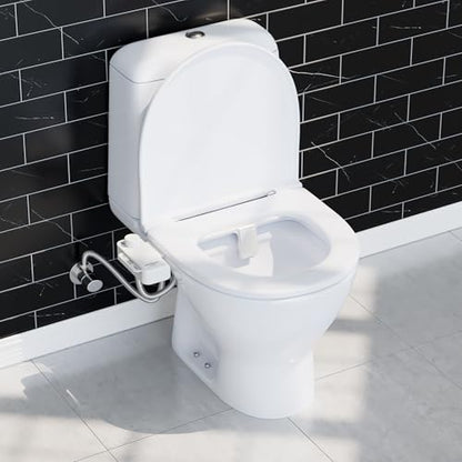 Bidet Attachment for Toilet, Non-Electric Ultra-Slim Bidet Toilet Seat Adjustable Water Pressure with Self-Cleaning Dual Nozzle (Frontal & Rear Wash), White