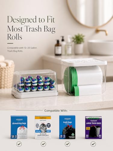 Trash Bag Dispenser & Dishwasher Pods Organizer, Clear Acrylic Garbage Bag Holder Under Sink Organizer With Removable Lid, Laundry Pods Container for Kitchen Pantry Laundry Room (3IN1 Dispenser) - size: 3IN1 White Dispenser