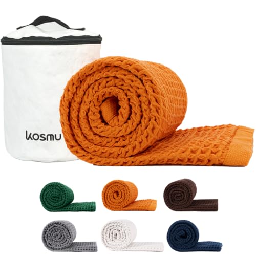 Luxury Organic Japanese Cotton Waffle Bath Towel | Thick, Absorbent, Quick Dry Bathroom Towels for Shower, Sauna, Onsen| Hotel & Spa Quality, Gift-Ready (Coral Orange, Bath Sheet, 67" x 34") - color: Coral Orange, style: Bath Sheet