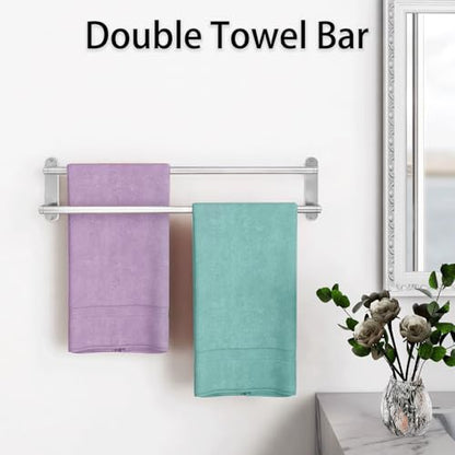 Towel Rack for Bathroom, Double Towel Bar 24Inch, Stainless Steel Bathroom Towel Holder, Double Towel Hanger Wall Mounted Towel Rod, Bathroom Towel Rack(Brushed Nickel) - size: 24 Inch