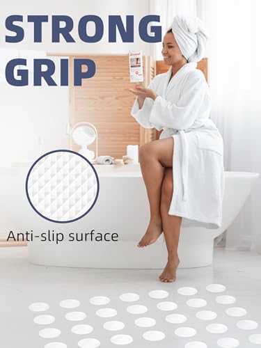 Secopad 24PCS Round Non Slip Bathtub Stickers with Scraper, White | Original Large Anti-Slip Treads, Comfortable PEVA Material, Strong Adhesive, Easy to Use, For Bath Tubs, Showers & Stairs - color: White