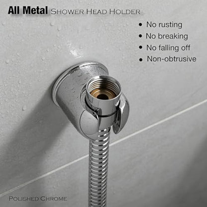 Handheld Shower head Holder - All Metal - Adhesive and Screw in Installation - Minimal Design Bathroom Wall Mount Shower sprayer Holder (Polished Chrome) - color: Polished Chrome
