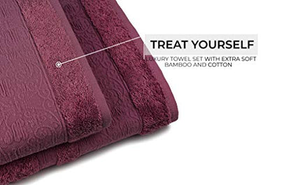 Miasoft Iren 100% Rayon Derived from Bamboo Towel Set – Soft and Washable Turkish Bath Towels for Hands, Face and Hair – Set of 2 in Gift Box - Deseret Red