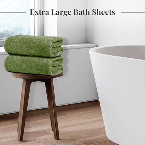 2 Piece Extra Large Bath Sheets 35 x 70 Inches, Green | 100% Cotton, Larger & Lighter Weight, Quicker to Dry, Super Soft & Absorbent, Oversized Bath Towels - color: Green